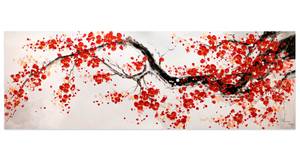 Acrylbild handgemalt Cherrytree Alley Rot - Weiß - Massivholz - Textil - 150 x 50 x 4 cm