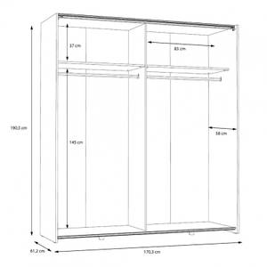 Armoire effet bois vintage béton gris Marron - En partie en bois massif - 170 x 190 x 61 cm