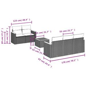 Gartensitzgruppe K506(6-tlg) Schwarz - Massivholz - 69 x 62 x 55 cm