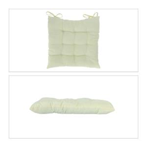 4er Set Stuhlkissen beige Weiß - Kunststoff - Textil - 38 x 5 x 38 cm