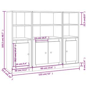 Highboard 3er Set DE7947 Weiß