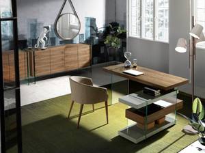 Sideboard aus Nussbaumholz Braun - Glas - Massivholz - Holzart/Dekor - 170 x 77 x 43 cm