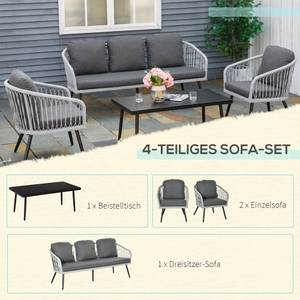 Gartensofa-Set (4-tlg.) 860-223 Grau - Polyrattan - 70 x 76 x 174 cm