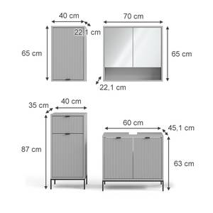 Badmöbelset Eliza 4er Set Grau - Holzwerkstoff - 70 x 63 x 45 cm