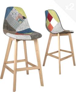 Chaise de bar patchwork SLICK (lot de 2) Gris - Vert