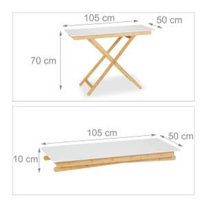 Klapptisch Bambus höhenverstellbar Braun - Weiß - Bambus - Holzwerkstoff - 105 x 70 x 50 cm