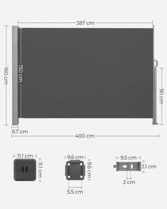 Seitenmarkise Summer Grau - Metall - 400 x 2 x 200 cm