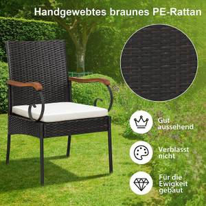 Gartenstuhl Polyrattan (2er Set) Braun - Rattan - 55 x 89 x 60 cm