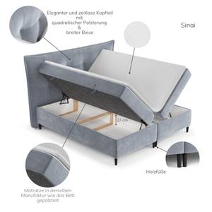 Boxspringbett Sinai II Taschenfeder Grau - Breite: 160 cm