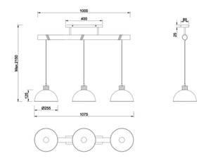 LED Pendelleuchte Industrial 3 flammig Braun - Grau - Metall - Massivholz - 108 x 150 x 26 cm