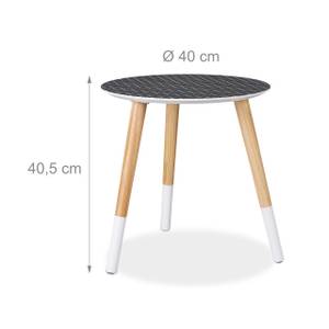 Table d'appoint ronde 40 cm Noir - Marron - Blanc - Bois manufacturé - 40 x 41 x 40 cm