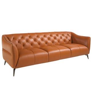 Canapé 3 places en cuir et acier Marron - Cuir véritable - Textile - 240 x 77 x 95 cm