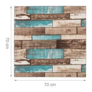 10 x Wandpaneele Holzoptik B Braun - Türkis - Kunststoff - 70 x 1 x 70 cm