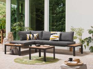 Lounge Set PIENZA 3-tlg Schwarz - Braun - Grau - Kunststoff - 238 x 76 x 168 cm