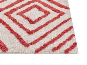 Tapis à poil long HASKOY Rouge - Blanc - Fibres naturelles - 160 x 160 x 230 cm