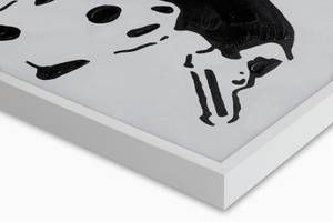 Bild handgemalt Banksy's Fighting Panda Schwarz - Weiß - Massivholz - Textil - 80 x 80 x 4 cm