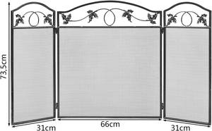 Funkenschutzgitter 3-teilig Schwarz - Metall - 2 x 74 x 127 cm