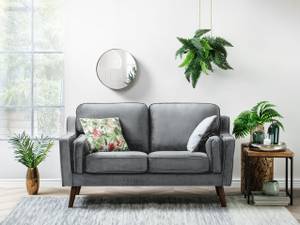 2-Sitzer Sofa LOKKA Dunkelgrau - Grau - Eiche Dunkel - Textil