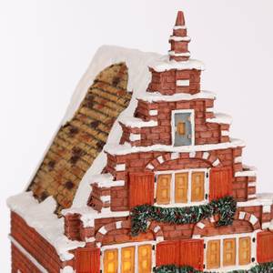 Weihnachtsdorf-Miniatur Grachtenhaus Braun - Stein - 12 x 19 x 11 cm