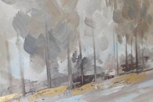 Tableau peint Trip to the Countryside Gris - Bois massif - Textile - 120 x 60 x 4 cm