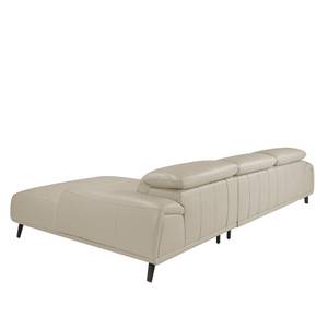 Chaise longue en cuir de vachette taupe Gris - Cuir véritable - Textile - 316 x 102 x 176 cm