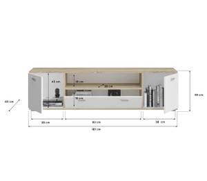 Sideboard Cosmo Weiß - Holz teilmassiv - 181 x 49 x 40 cm