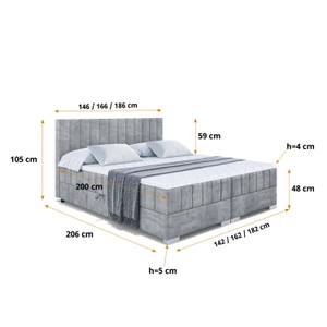 Boxspringbett EDITA Hellgrau - Breite: 160 cm - H3