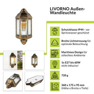 Wandlampe LIVORNO Kupfer - Grün - Silber / Grau - Silbergrau