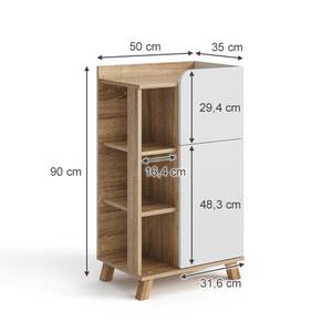 Midischrank Karen 40733 Braun - Weiß - Holzwerkstoff - 50 x 90 x 35 cm