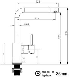 Küchen Armatur Quadrat mit L-Auslauf Metall - 35 x 30 x 5 cm