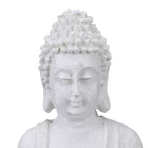 Weiße Buddha Figur 17,5 cm Weiß - Kunststoff - Stein - 10 x 18 x 8 cm