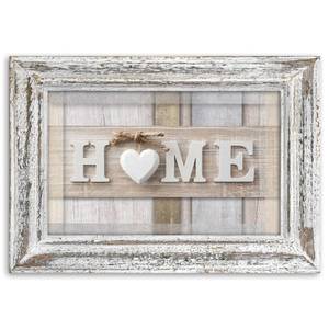 Leinwandbilder Haus Home Holz Herz Beige 100 x 70 cm