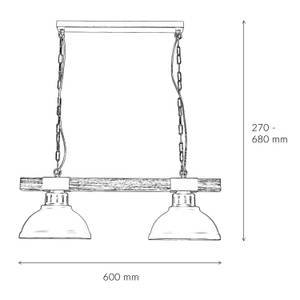 Lampe à suspension HAKON Argenté / Gris - Gris argenté - Bois - Profondeur : 60 cm