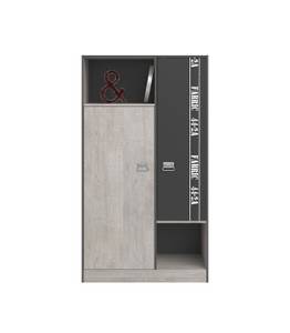 Armoire 2 Portes avec Penderie Fabric Frêne gris avec imprimés décoratifs