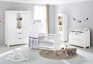 Zimmer Nina breit groß 3-tlg. Babybett, Wickelkommode mit Schubladen & Kleiderschrank 2-türig mit Mittelkonsole