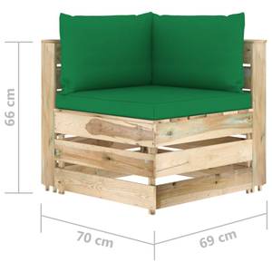 Garten-Lounge-Set Grün - Massivholz - 70 x 66 x 60 cm