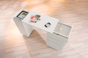 Bureau Lapo Blanc - En partie en bois massif - 66 x 72 x 36 cm