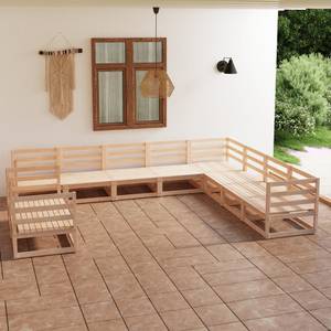 Gartenmöbel-Set (10-teilig) 3009857-1 Braun - Massivholz - Holzart/Dekor - 70 x 67 x 70 cm