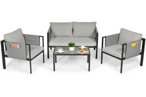 Loungeset IBIZA (4er Set) Schwarz - Metall - 123 x 66 x 72 cm