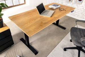 Höhenverstellbarer Schreibtisch OAK DESK Braun - Holzwerkstoff - Massivholz - 160 x 72 x 80 cm