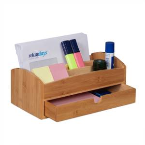 Schreibtisch Organizer mit Schublade Braun - Bambus - 28 x 11 x 15 cm