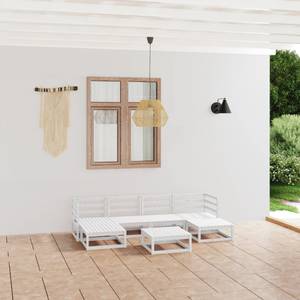 Garten-Lounge-Set (7-teilig) 3009735-1 Weiß - Massivholz - Holzart/Dekor - 70 x 30 x 70 cm