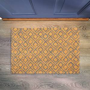 Fußmatte Kokos mit geometrischem Muster Beige - Grau - Naturfaser - Kunststoff - 60 x 2 x 40 cm