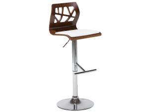 Tabouret de bar PETERSBURG Marron - Blanc - Cuir synthétique - 42 x 112 x 42 cm