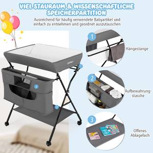 4-in-1-Wickeltisch für Baby Grau - Metall - 70 x 107 x 81 cm