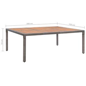 Gartentisch Grau - Polyrattan - Holzart/Dekor - 200 x 74 x 200 cm