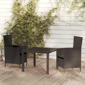 Garten-Essgruppe (3-tlg) 3094849 Schwarz - Kunststoff - Polyrattan - 90 x 75 x 90 cm