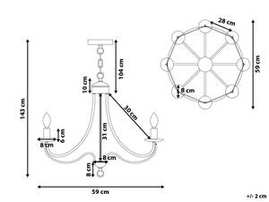 Lampe suspension TEESTA Noir - Métal - 59 x 143 x 59 cm