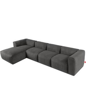 Ecksofa BUFFO 6-Sitzer Grau - Breite: 377 cm - Armlehne beidseitig montierbar - Ecke davorstehend links - Ottomane davorstehend links