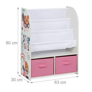 Bücherregal für Kinder mit Boxen Braun - Pink - Weiß - Holzwerkstoff - Textil - 63 x 80 x 30 cm